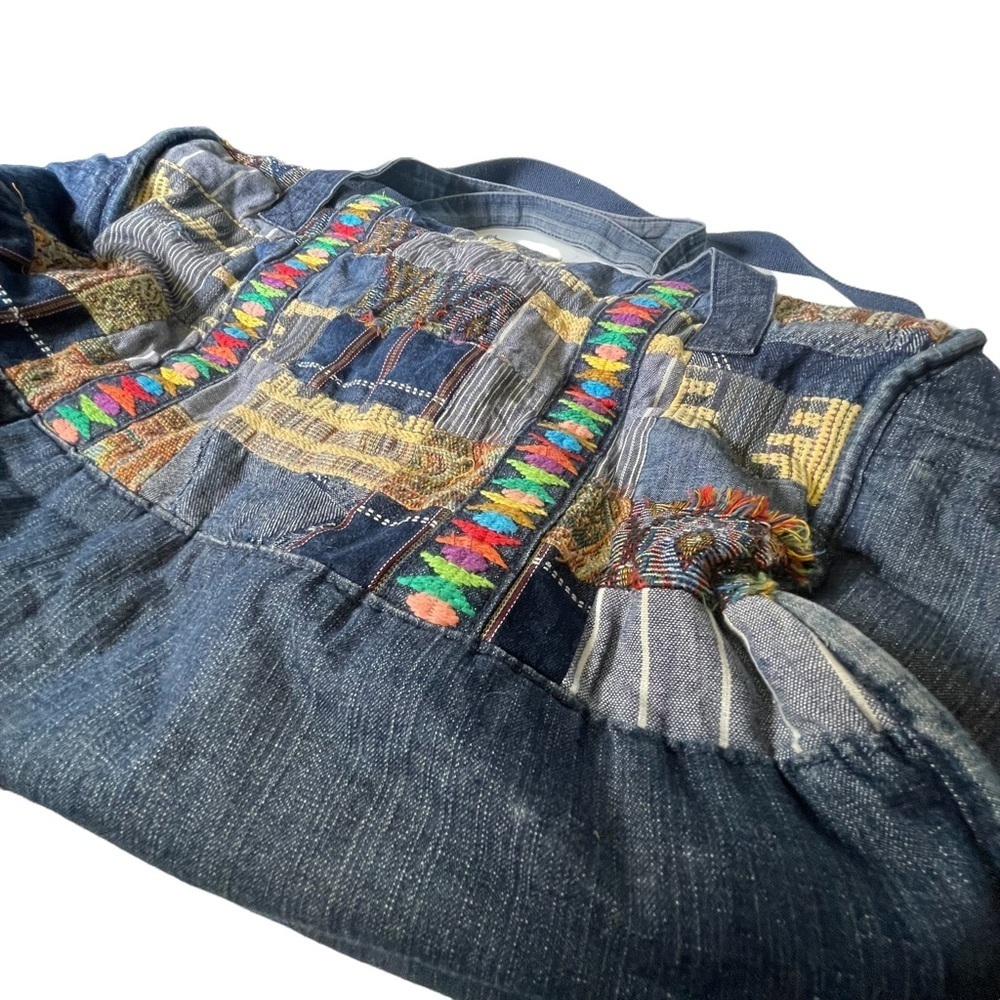 Ecote Vintage blue Jean duffel bag patchwork Urban Outfitters embroidered - Picture 6 of 15
